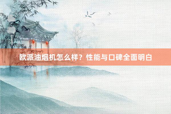 欧派油烟机怎么样？性能与口碑全面明白